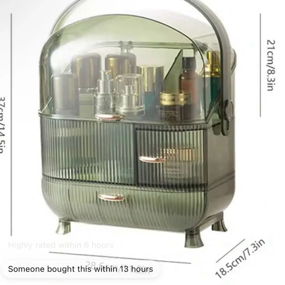 NEW! GREEN TRANSPARENT MAKEUP SKINCARE ORGANIZER PORTABLE CASE!